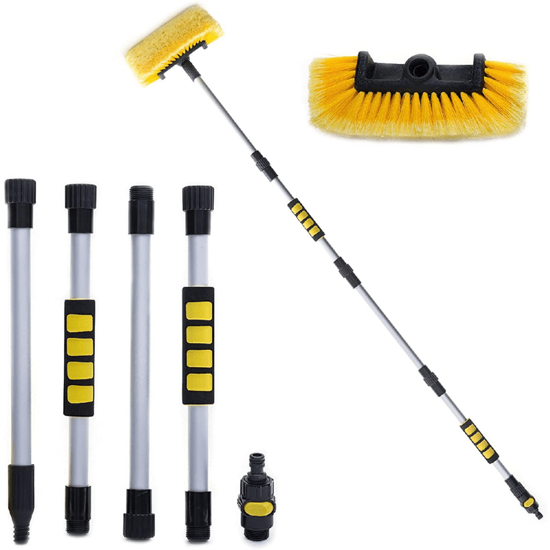 10 Car Wash Brush With Soft Bristle For Auto Wash Brush RV Wash Brush  Truck Boat Camper Exterior Washing Cleaning, Yellow
